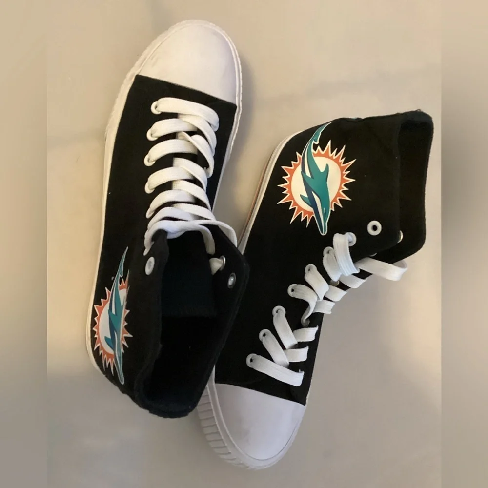 Men's FOCO Miami Dolphins Big Logo High Top Canvas Shoes SZ 7 H4